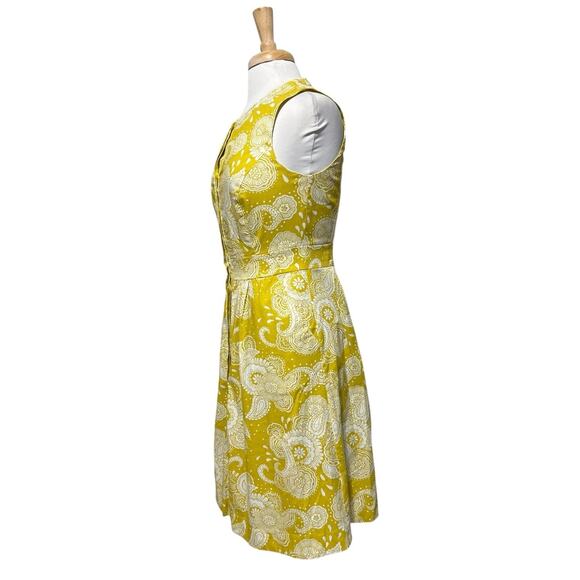 Boden AMY Sleeveless Shirt Midi Dress Size 6 Yellow Button Down Floral Boho Art - Picture 4 of 7
